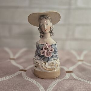 Vintage Cordey Victorian Porcelain Lady w/ Hat & Flowers Circa 1940’s Beautiful!